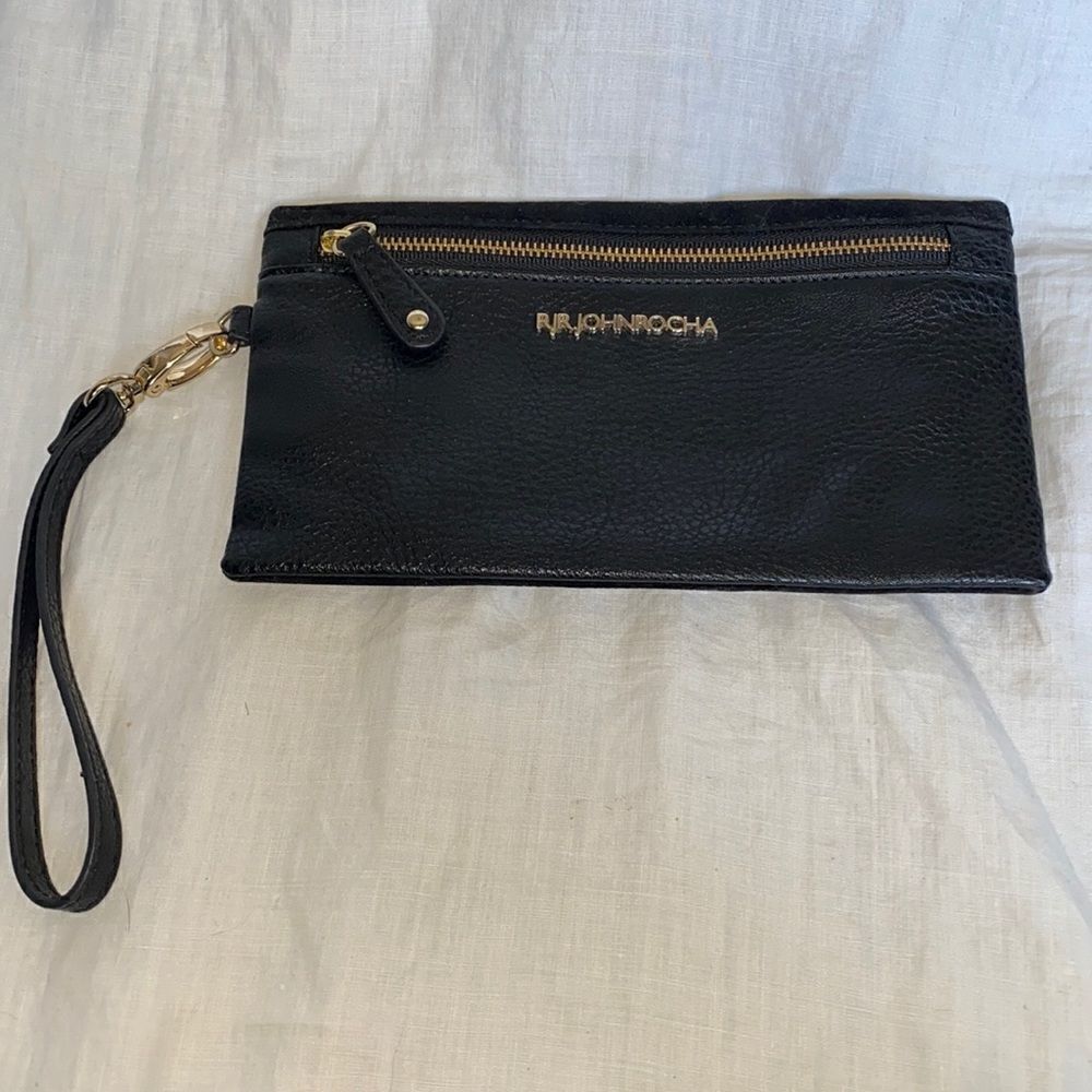 RJR JOHN ROCHA Faux Leather & Velvet Wristlet